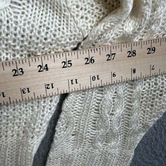 She + Sky Womens Open Knit Ivory White Sweater Womens Large - Picture 4 of 6